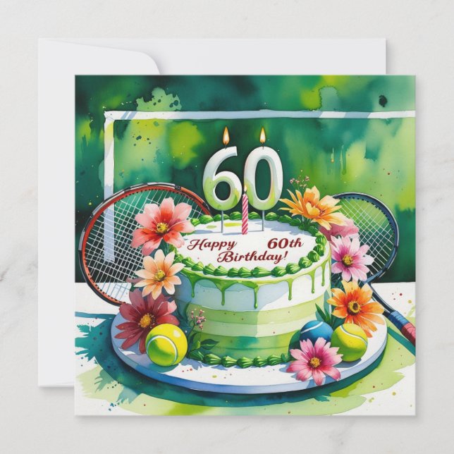 Tennis 60th Birthday with tennis ball and number Card (Front)