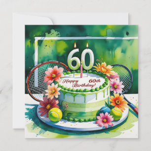 Tennis 60th Birthday with tennis ball and number Card