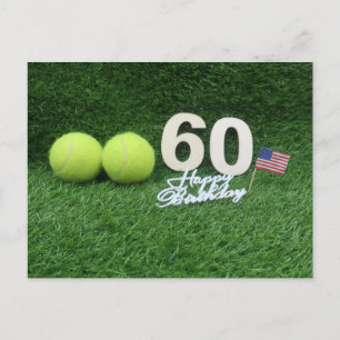 Tennis 60th Birthday with tennis ball and number Postcard
