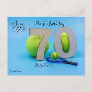 Tennis 70th Birthday Save the Date invitation Postcard