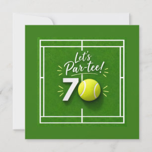 Tennis 70th Birthday tennis ball and number Invitation