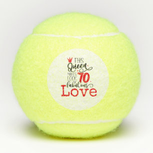 Tennis 70th Birthday  tennis ball and number love