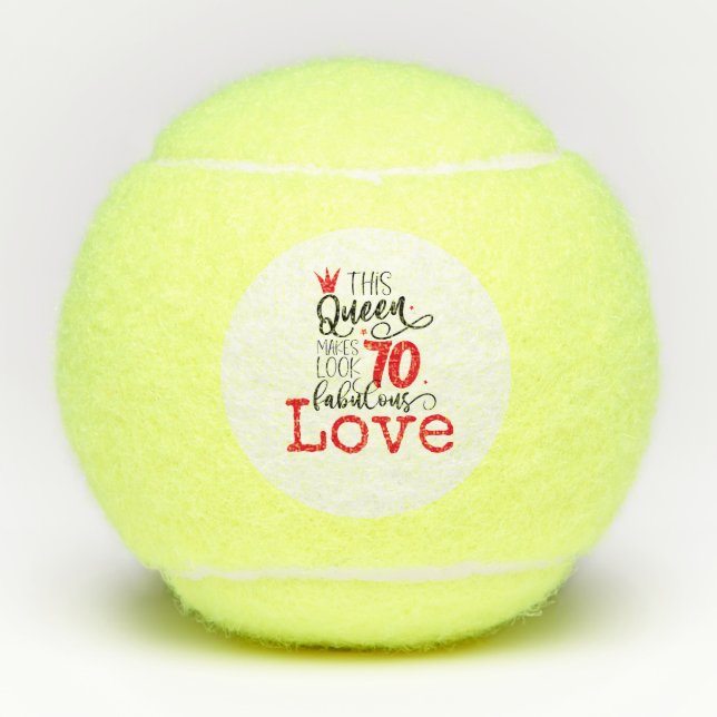 Tennis 70th Birthday  tennis ball and number love (Front)