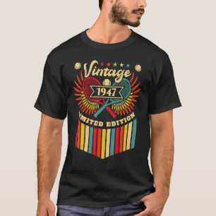 Tennis 75th Birthday Men Women Vintage 1947 Tennis T-Shirt