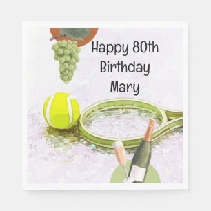 Tennis 80th Birthday for Tennis Fan  Napkin
