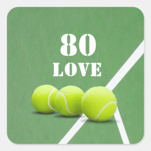 Tennis 80th Birthday with love for player Square Sticker