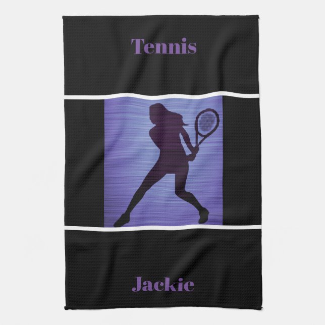 Tennis Abstract Purple & Black Kitchen Towels (Vertical)