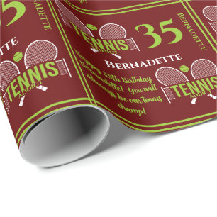 Tennis Addict Name Age Birthday Wrapping Paper