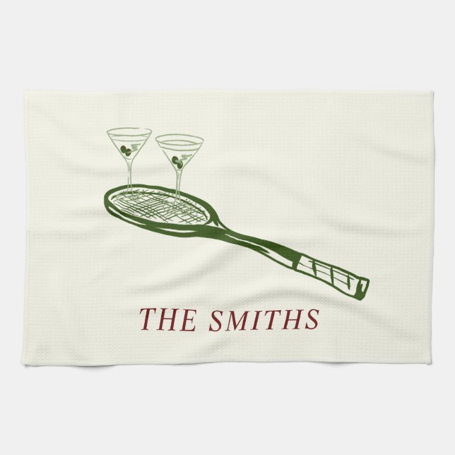 Tennis and Martini Tea Towel (Horizontal)