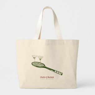 tennis and martinis  large tote bag