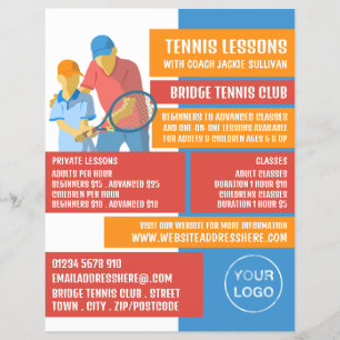 Tennis Art Design, Tennis Lessons/Classes Advert Flyer