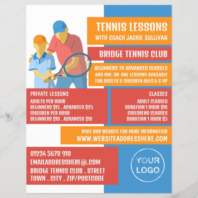 Tennis Art Design, Tennis Lessons/Classes Advert Flyer (Front)