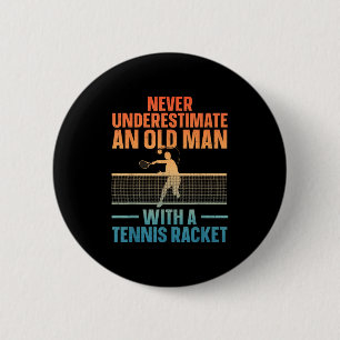 Tennis Art For Men Grandpa Tennis Lover Tennis Pla 6 Cm Round Badge