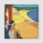 Tennis at Monte Carlo Magnet<br><div class="desc">Vintage travel postr promoting Monte Carlo with a stylish Art Deco tennis court illustration by Roger Broders.</div>