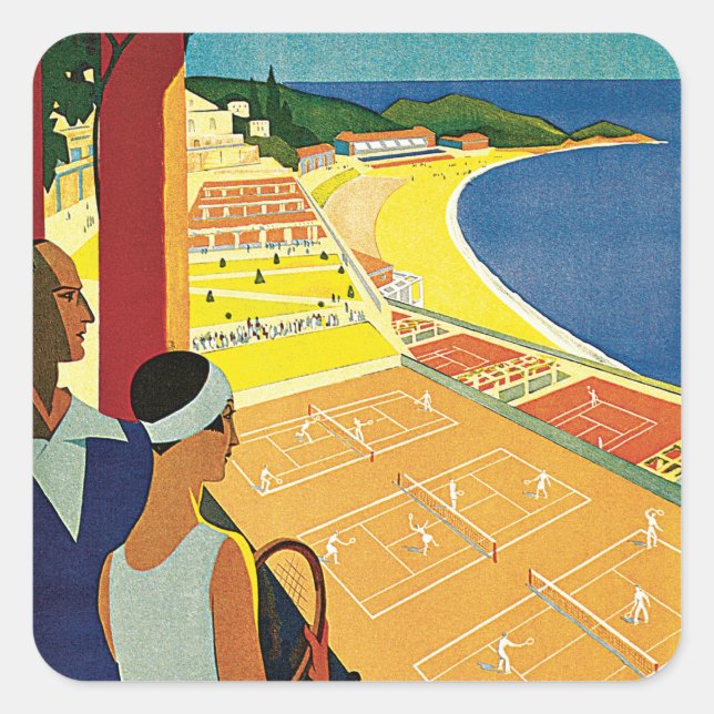 Tennis at Monte Carlo Square Sticker (Front)