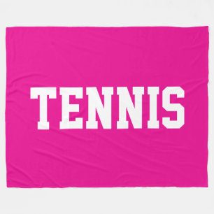 TENNIS Athletic Sporty White Text On Bright Pink Fleece Blanket