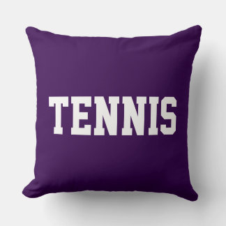 TENNIS Athletic White Text On Colorful Deep Purple Cushion