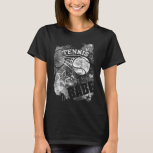 Tennis Babe, Black Grunge Tennis T-Shirt