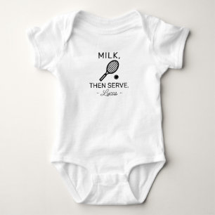 Tennis Baby Announcement Milk, Then Serve - Tennis Bodysuit