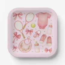 Tennis Baby Girl in Pink theme with racket 