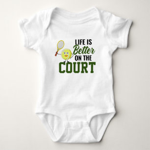 Tennis Baby Life is better on the court funny   Bodysuit