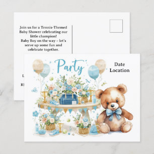 Tennis Baby Shower for Baby Boy Blue themed Postcard