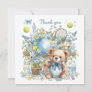 Tennis Baby Shower for Baby Boy Blue themed  Thank You Card