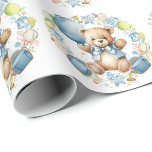 Tennis Baby Shower for Baby Boy Blue themed Wrapping Paper