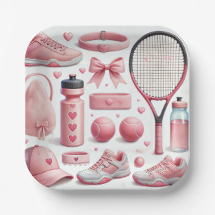 Tennis Baby Shower for Baby Girl Pink themed Paper Plate