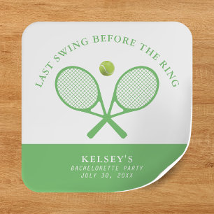 Tennis Bachelorette Last Swing Before the Ring Square Sticker