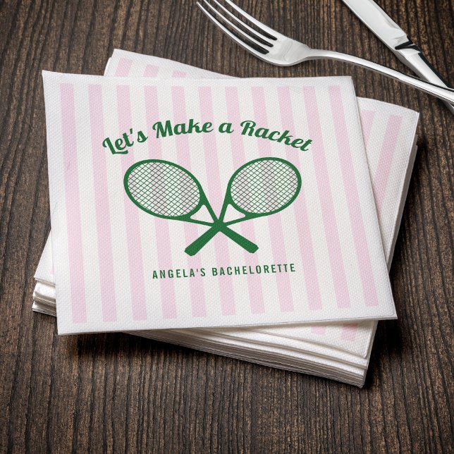 Tennis Bachelorette Party Make a Racket Striped Napkin (Tennis Bachelorette Party Make a Racket Striped Napkins
)
