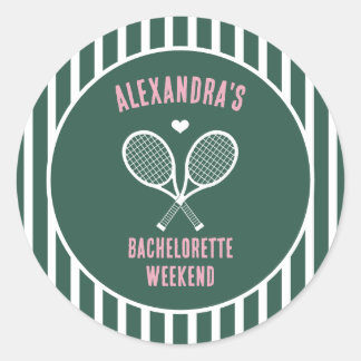 Tennis Bachelorette party preppy green Classic Round Sticker