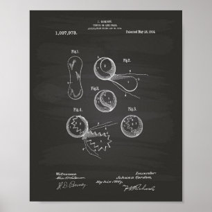 Tennis Ball 1914 Patent Art Chalkboard Poster