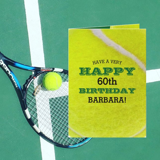Tennis Ball Add Your Name and Year Birthday Card (Creator Uploaded)