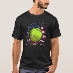 Tennis Ball American Flag Patriotic Happy 4th Of J T-Shirt