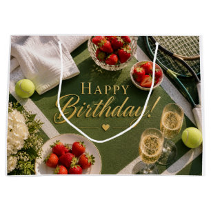 Tennis ball  and champagne for Birthday  Large Gift Bag