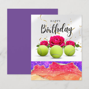 Tennis ball and Flowers for Player Birthday  Card