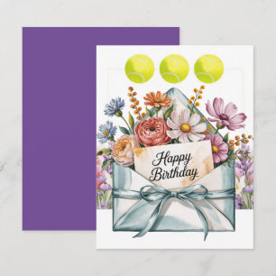 Tennis ball and Flowers for Player Birthday Card