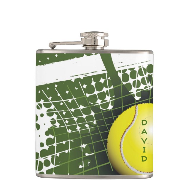 Tennis Ball and Net Design Flask (Front)