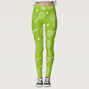 Tennis ball and racket  on green leggings