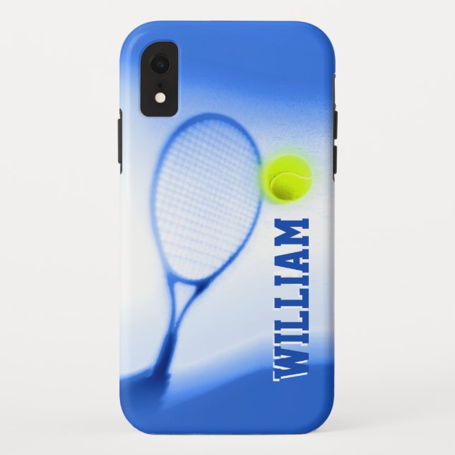 Tennis ball and racket sports blue iphone case (Back)