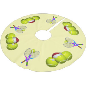 Tennis Ball and Rackets Christmas Brushed Polyester Tree Skirt