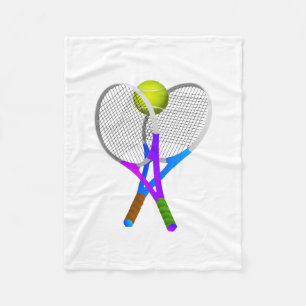 Tennis Ball and Rackets Fleece Blanket