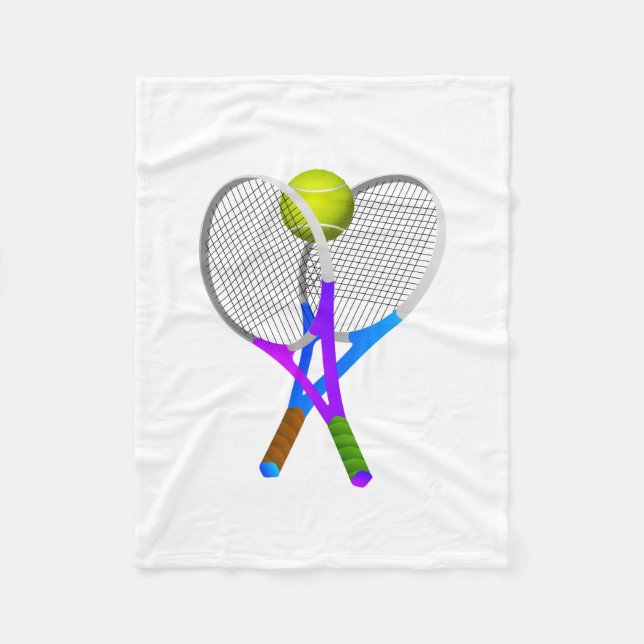 Tennis Ball and Rackets Fleece Blanket (Front)
