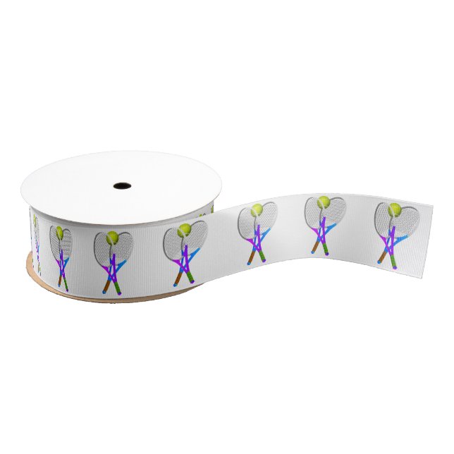 Tennis Ball and Rackets Grosgrain Ribbon (Spool)