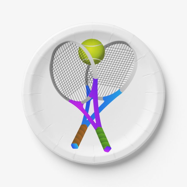 Tennis Ball and Rackets Paper Plate (Front)