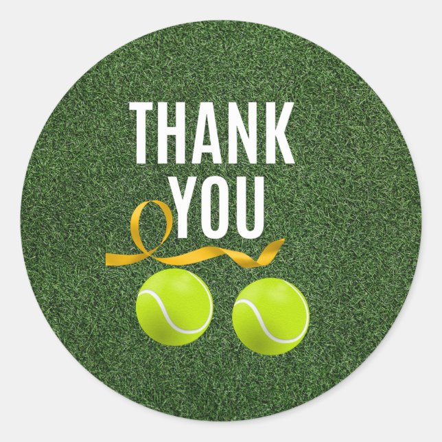 Tennis ball and Thank you word   Classic Round Sticker (Front)