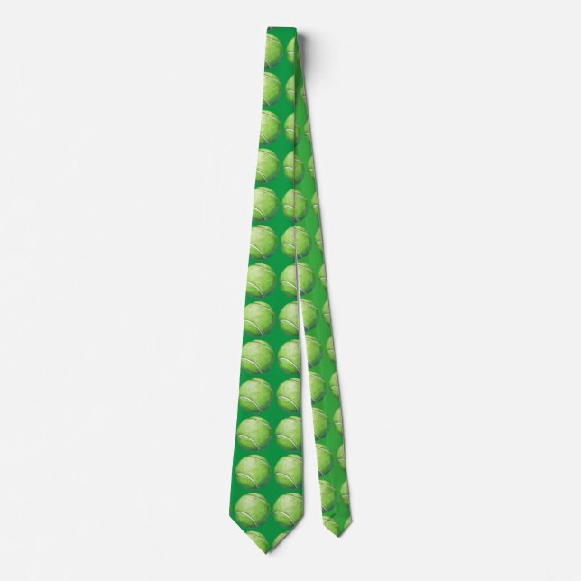 Tennis Ball Art Pattern Green Tie (Front)