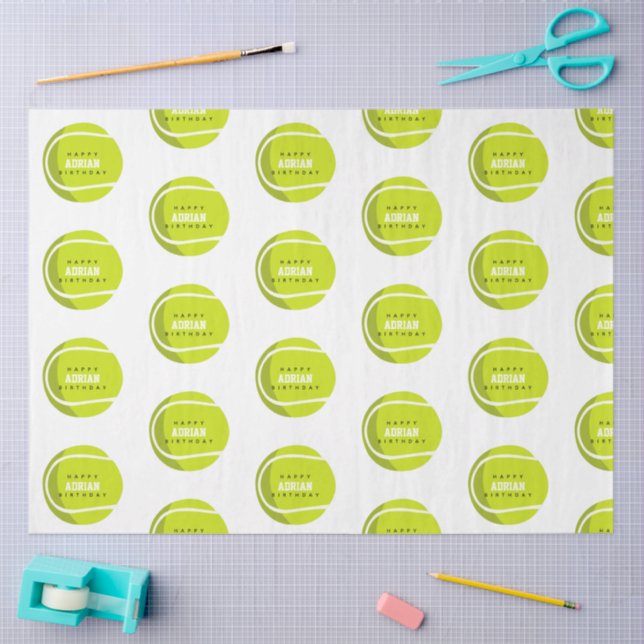 Tennis Ball Birthday Party Custom Name  Tissue Paper (Craft)