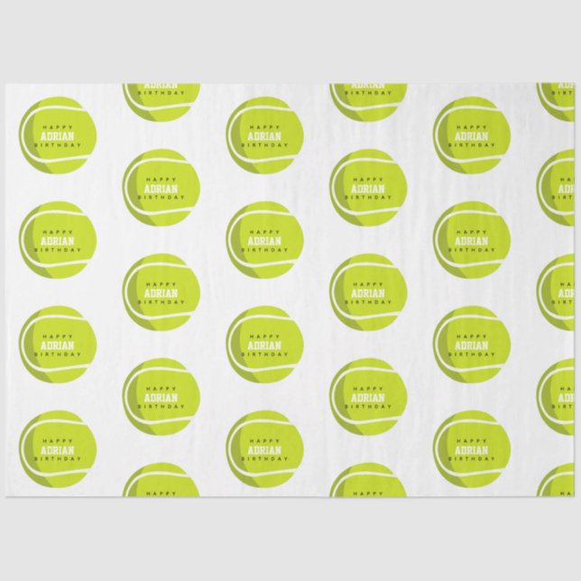 Tennis Ball Birthday Party Custom Name  Tissue Paper (Front)